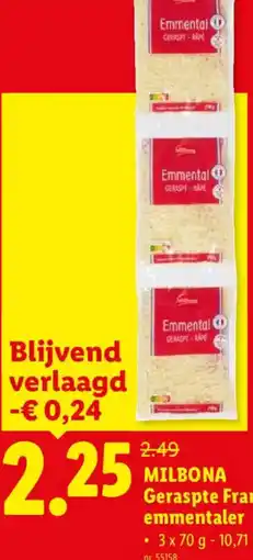 Lidl Milbona Geraspte Franse emmentaler aanbieding