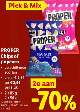 Lidl Proper Chips of popcorn aanbieding