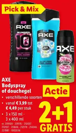 Lidl Axe Bodyspray of douchegel aanbieding