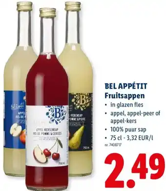 Lidl Bel Appétit Fruitsappen aanbieding