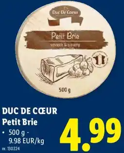 Lidl Duc De Coeur Petit Brie aanbieding