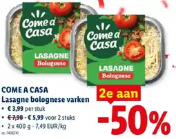 Lidl Come a Casa Lasagne bolognese varken aanbieding