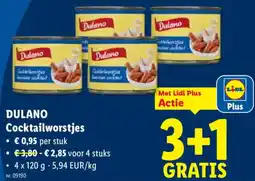 Lidl Dulano Cocktailworstjes aanbieding