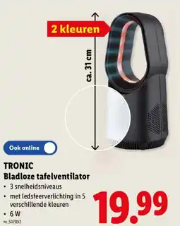 Lidl Tronic Bladloze tafelventilator aanbieding