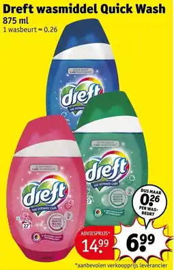 Kruidvat Dreft wasmiddel Quick Wash aanbieding