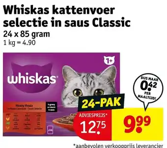 Kruidvat Whiskas kattenvoer selectie in saus classic aanbieding
