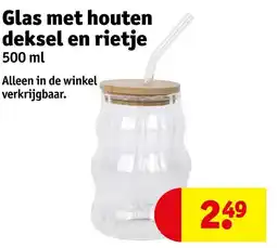 Kruidvat Glas met houten deksel en rietje aanbieding