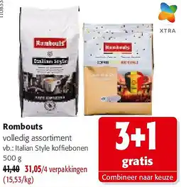 Colruyt Rombouts Italian Style koffiebonen 500 g aanbieding
