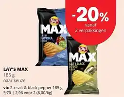 Spar LAY'S MAX salt & black pepper 185 g aanbieding