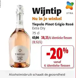 Colruyt Tiepolo Pinot Grigio Rosé Extra Dry 75 cl aanbieding