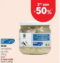 Spar SPAR haringfilets op azijn 330 g aanbieding