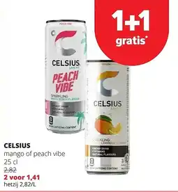 Spar CELSIUS mango of peach vibe 25 cl aanbieding