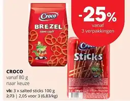 Spar CROCO salted sticks 100 g aanbieding