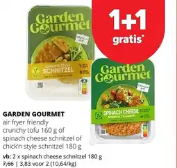 Spar GARDEN GOURMEТ spinach cheese schnitzel 180 g aanbieding