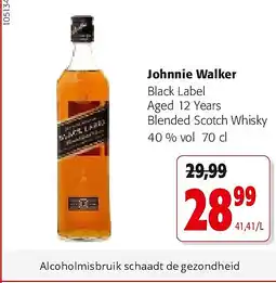 Colruyt Johnnie Walker Black Label Aged 12 Years Blended Scotch Whisky 40 % vol 70 cl aanbieding