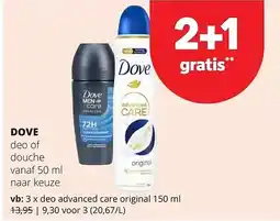 Spar DOVE deo advanced care original 150 ml aanbieding