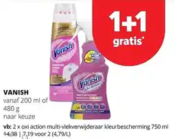 Spar VANISH oxi action multi-vlekverwijderaar kleurbescherming 750 ml aanbieding
