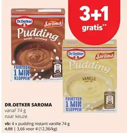 Spar DR.OETKER SAROMА pudding instant vanille 74 g aanbieding