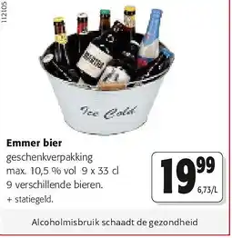 Colruyt Emmer bier geschenkverpakking max. 10,5 % vol 9 x 33 cl aanbieding