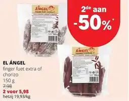 Spar EL ÁNGEL finger fuet extra of chorizo 150 g aanbieding