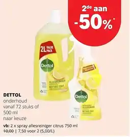 Spar DETTOL spray allesreiniger citrus 750 ml aanbieding