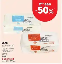 Spar SPAR gezouten of ongezouten roomboter 250 g aanbieding