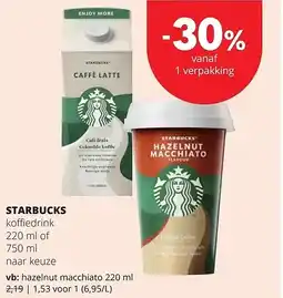 Spar STARBUCKS hazelnut macchiato 220 ml aanbieding