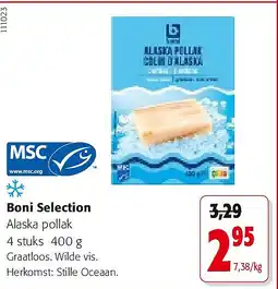 Colruyt Boni Selection Alaska pollak 4 stuks 400 g aanbieding