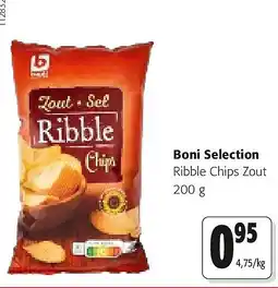 Colruyt Boni Selection Ribble Chips Zout 200 g aanbieding
