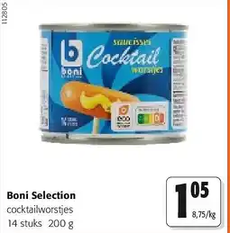 Colruyt Boni Selection cocktailworstjes 14 stuks 200 g aanbieding