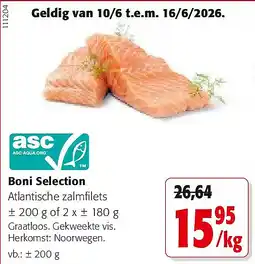 Colruyt Boni Selection Atlantische zalmfilets ± 200 g of 2 x ± 180 g aanbieding