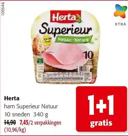 Colruyt Herta ham Superieur Natuur 10 sneden 340 g aanbieding