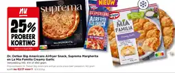 Jumbo Dr. Oetker Big Americans Airfryer Snack, Suprema Margherita en La Mia Familia Creamy Garlic aanbieding