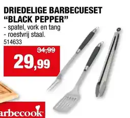 Hubo Driedelige barbecueset "black pepper" aanbieding