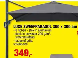 Hubo LUXE ZWEEFPARASOL 300 x 300 cm aanbieding