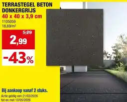 Hubo Terrastegel beton donkergrijs aanbieding