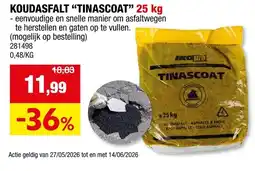Hubo KOUDASFALT "TINASCOAT" 25 kg aanbieding