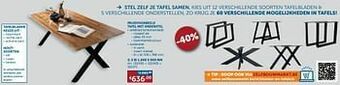Zelfbouwmarkt Prijsvoorbeeld tafel met onderstel aanbieding