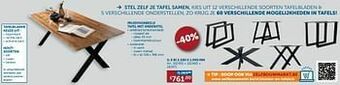 Zelfbouwmarkt Prijsvoorbeeld tafel met onderstel aanbieding