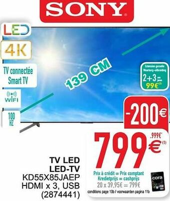 Cora Sony tv led led-tv kd55x85jaep aanbieding