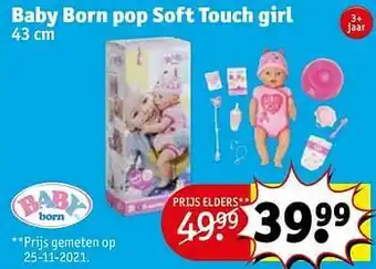 Kruidvat Baby born pop soft touch girl aanbieding