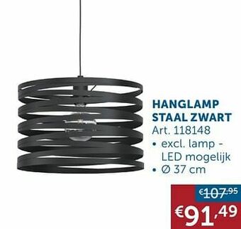 Zelfbouwmarkt Hanglamp staal zwart aanbieding