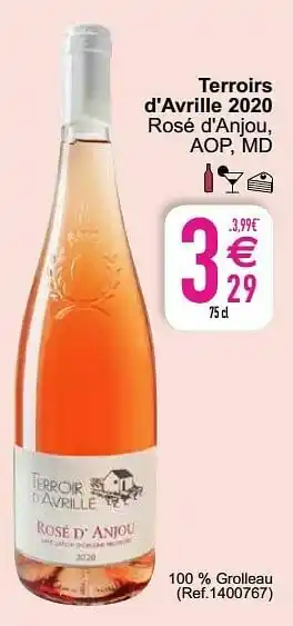 Cora Terroirs d`avrille 2020 rosé d`anjou, aop, md aanbieding