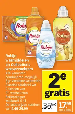 Albert Heijn Robijn wasmiddelen en Collections wasverzachters aanbieding