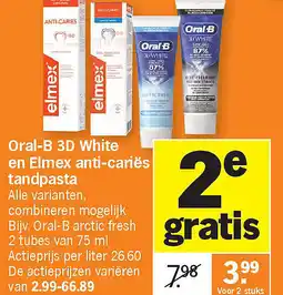 Albert Heijn Oral-B 3D White en Elmex anti-cariës tandpasta aanbieding