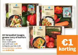 Albert Heijn AH Verspakket lasagne, groene curry of burrito's aanbieding
