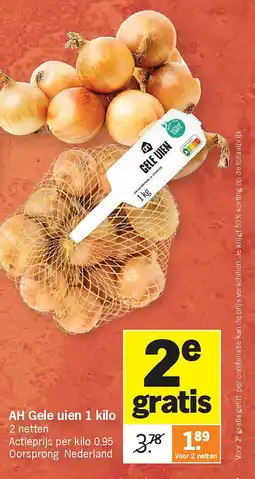 Albert Heijn AH Gele uien 1 kilo aanbieding