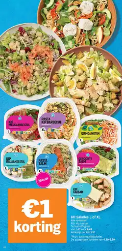 Albert Heijn AH Salades L of XL aanbieding