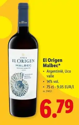 Lidl El Origen Malbec aanbieding