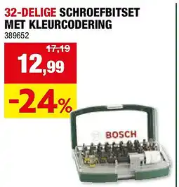 Hubo 32-DELIGE SCHROEFBITSET MET KLEURCODERING aanbieding